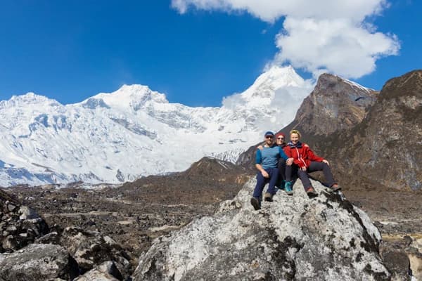 The Hikers taking photograph just Infront of Mt. Manslu During the Manaslu Circuit trek